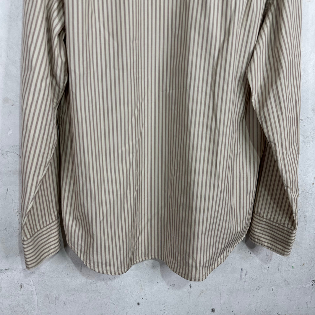 The Row Tan Striped Button Up