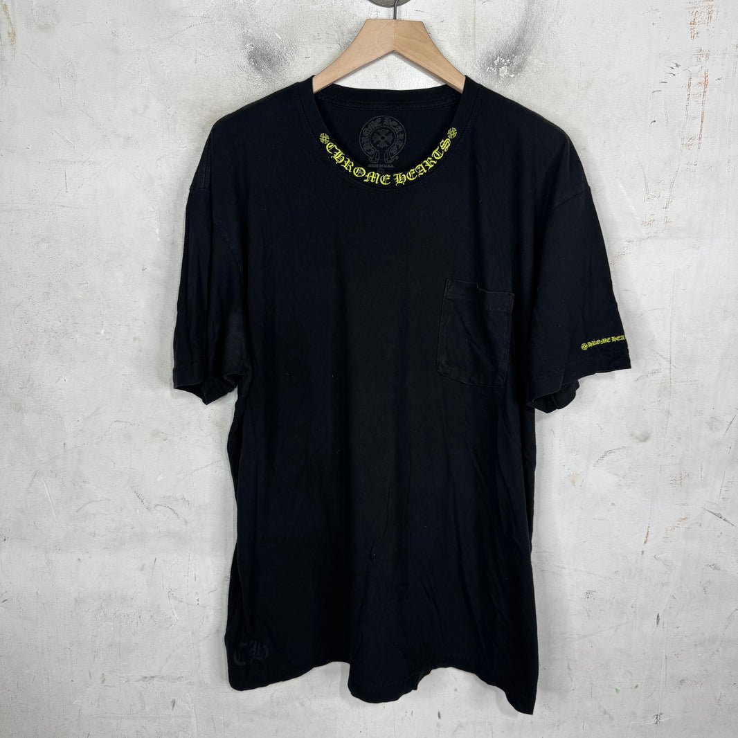 Chrome Hearts Neon Neck Logo Print T-Shirt
