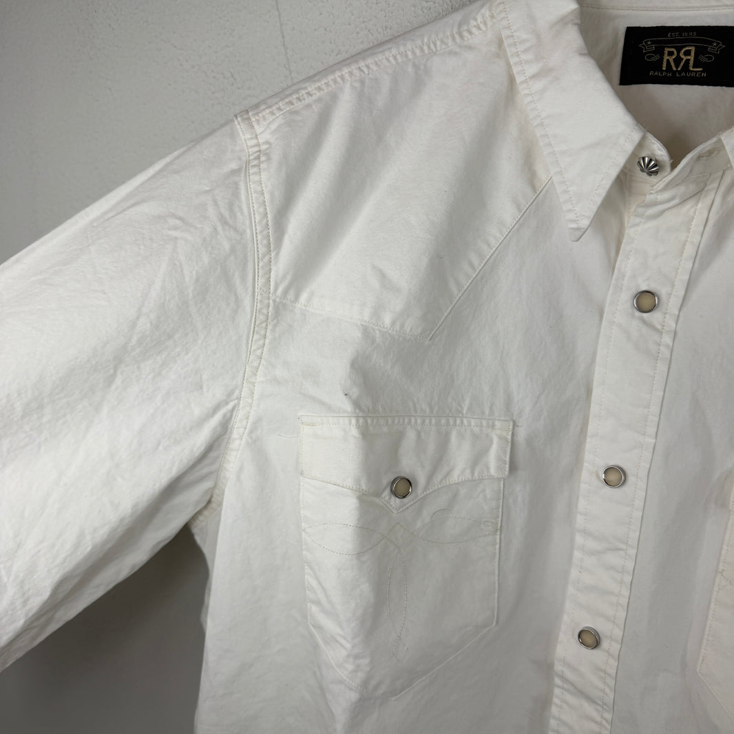 RRL White Pearl Snap Button Up Western Shirt