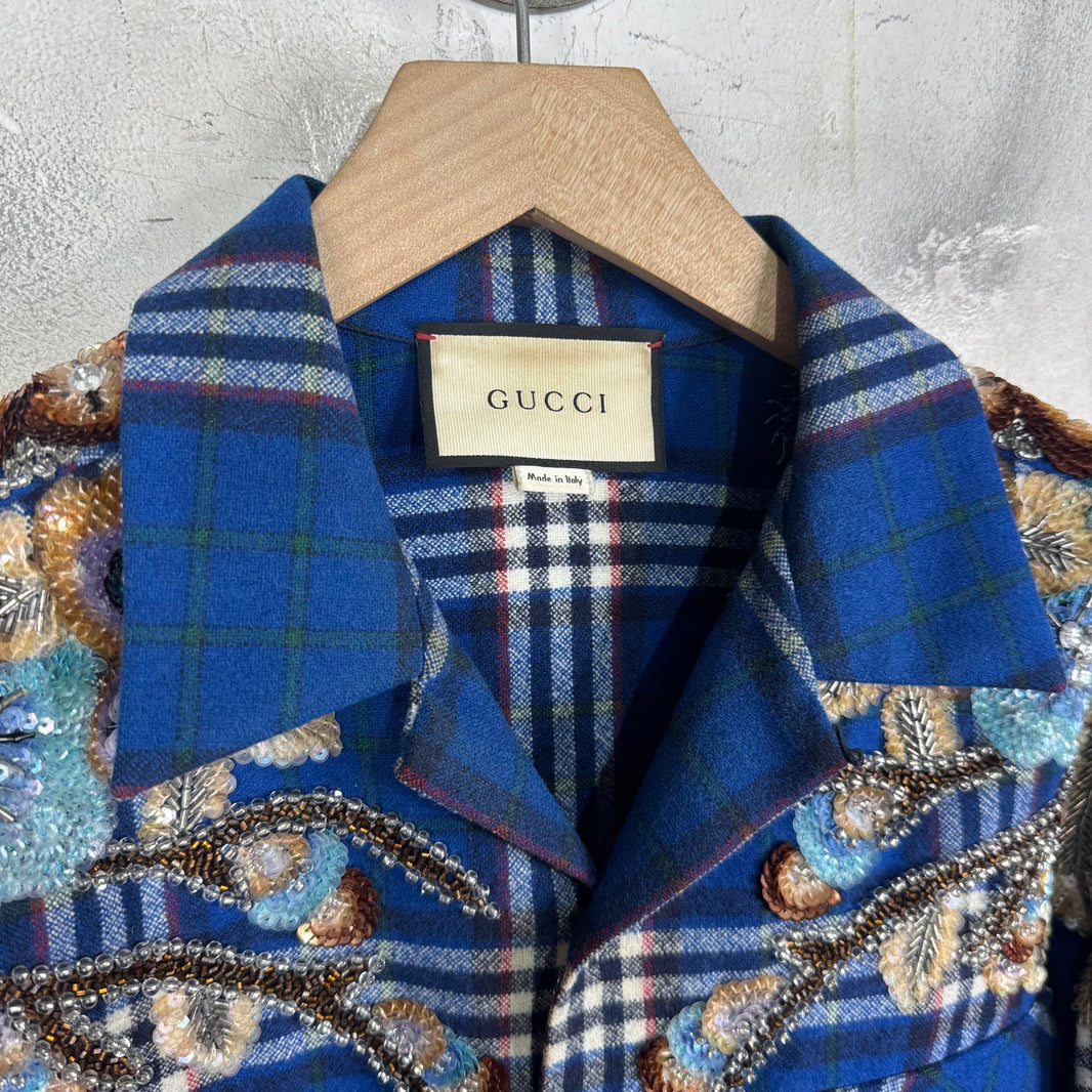 Gucci Sequined Crystal Plaid Flannel