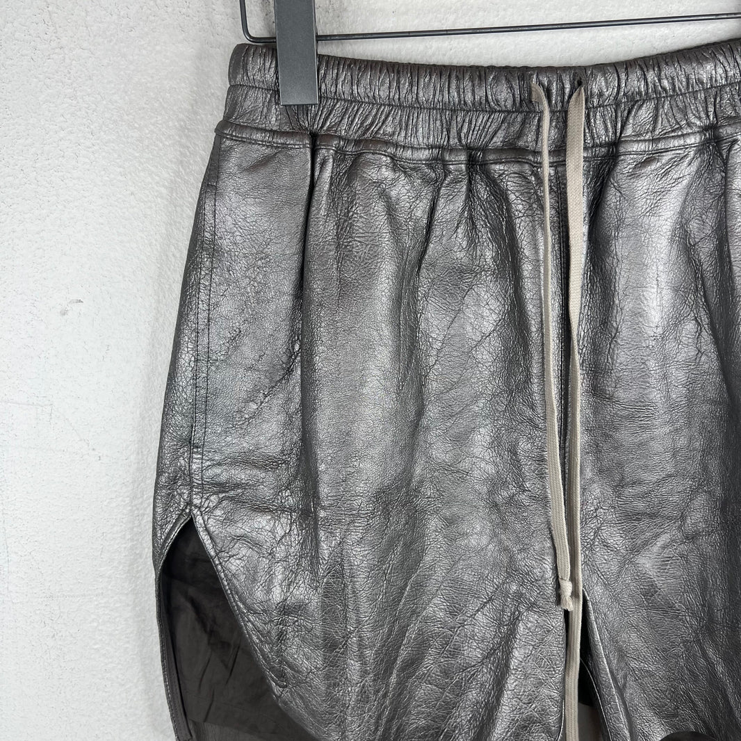Rick Owens Leather Gunmetal Boxer Shorts