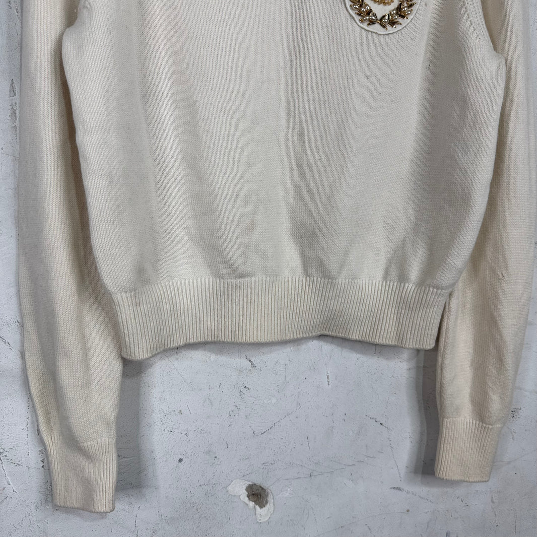 Chanel Women's Beaded Crest Cashmere Sweater
