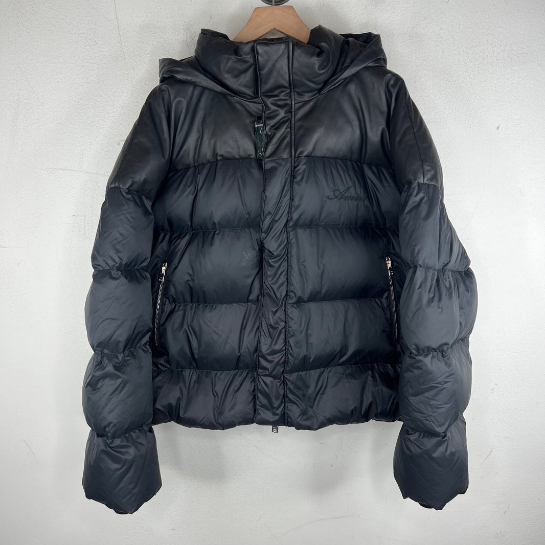 Amiri Faux Leather Puffer Zip Jacket