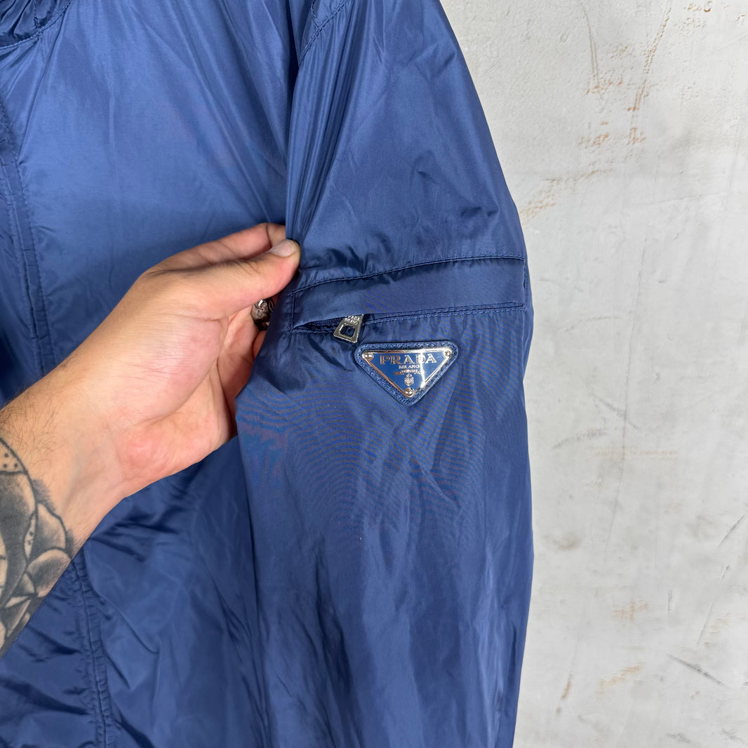 Prada Renylon Plaqued Navy Track Jacket