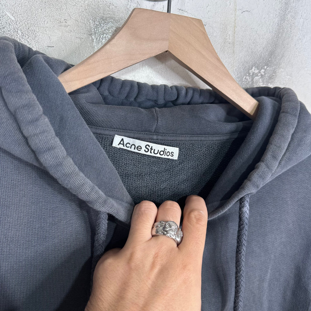 Acne Studios Grey Cropped Zip Up Hoodie