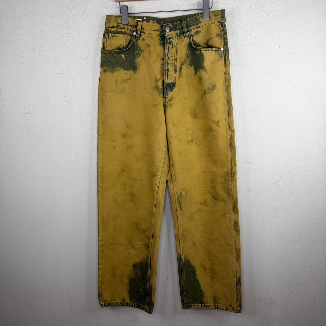 Dries Van Noten Green Bleached Jeans