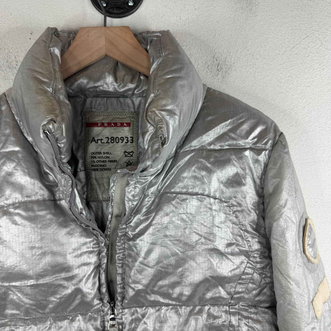 Prada Silver Puffer Jacket