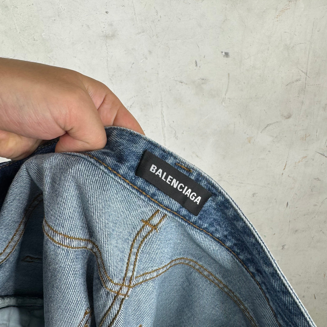 Balenciaga Layered Track Distressed Jeans