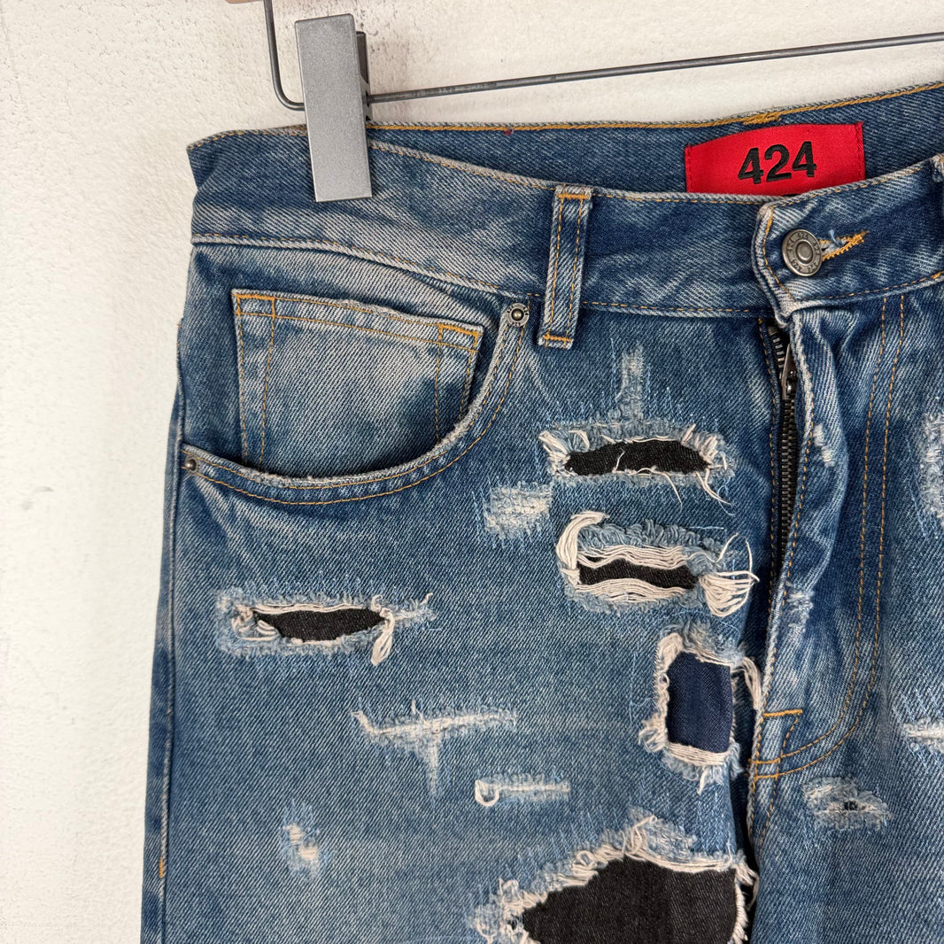 424 Distressed Boro Straight Leg Jeans