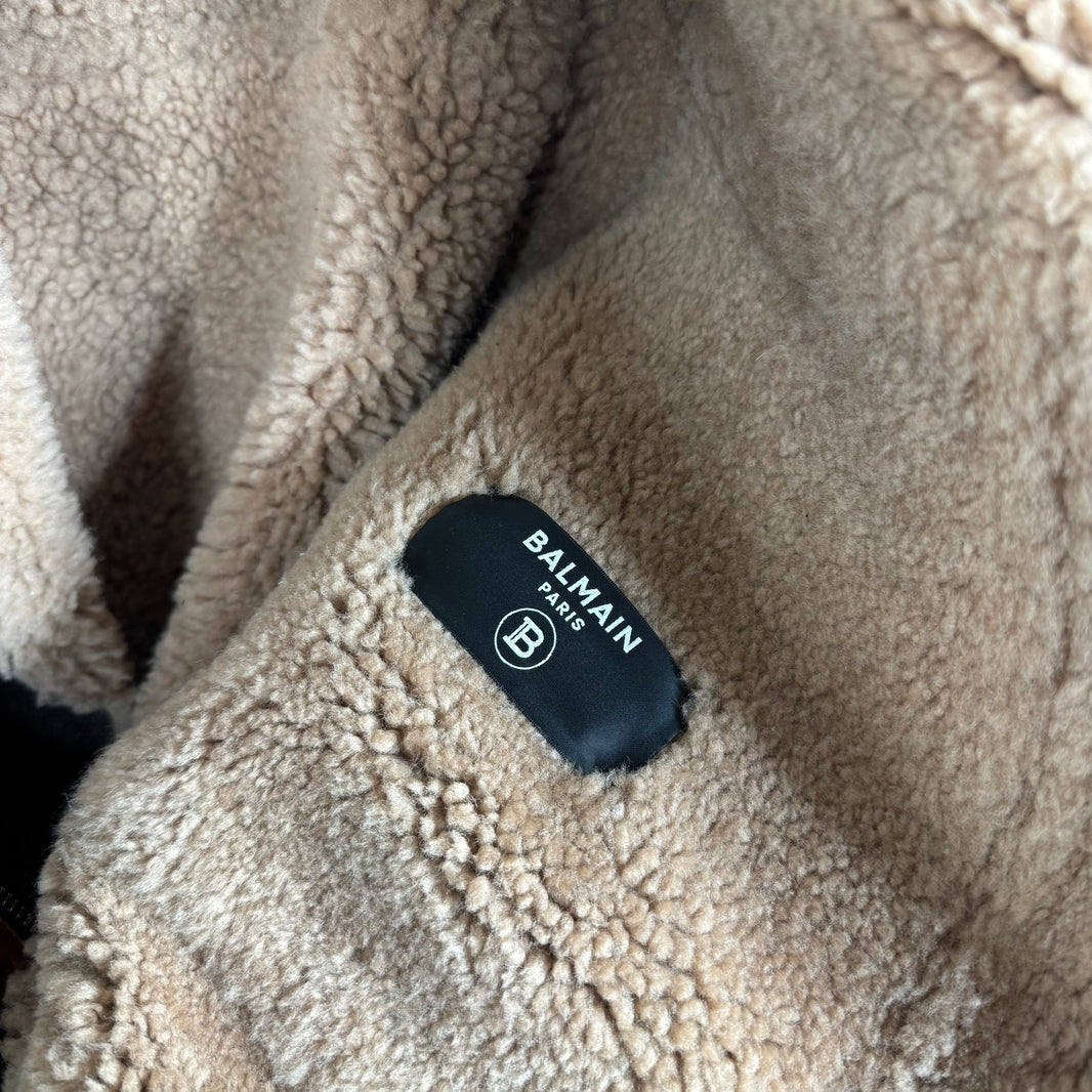 Balmain Leather Shearling Pilot Jacket