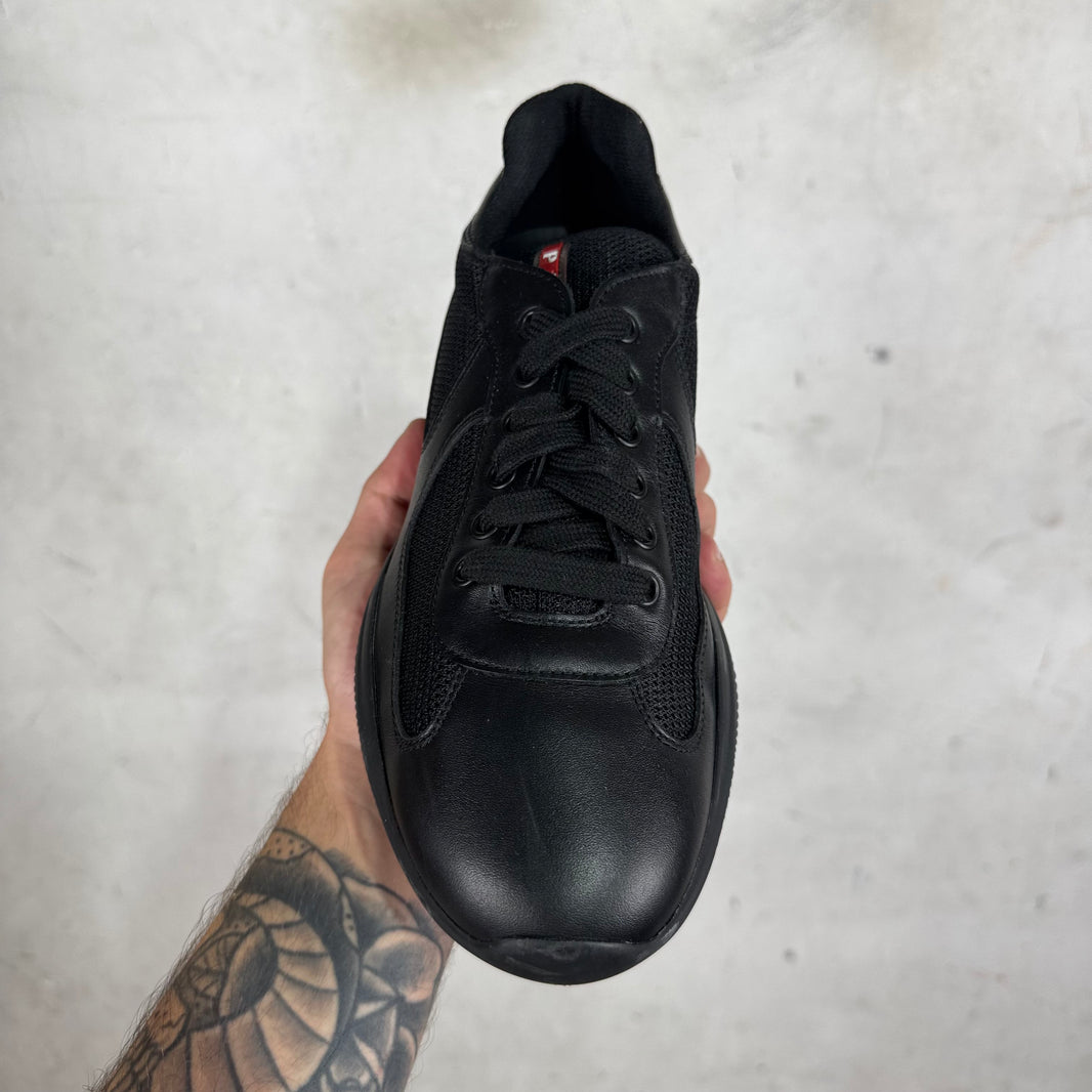 Prada Triple Black Flat Leather Americas Cup