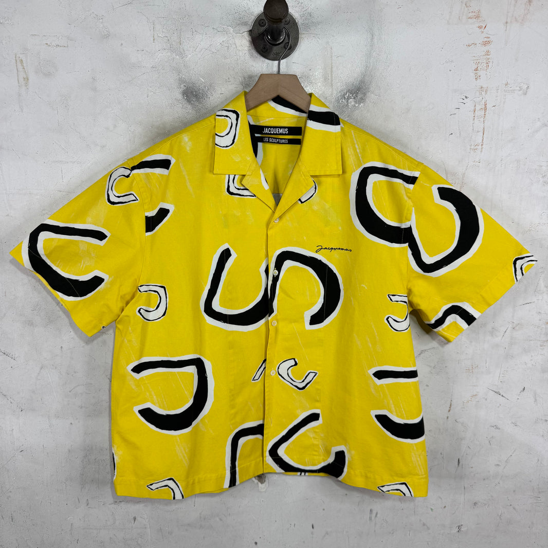 Jacquemus Yellow Patterned Logo Canvas Shirt