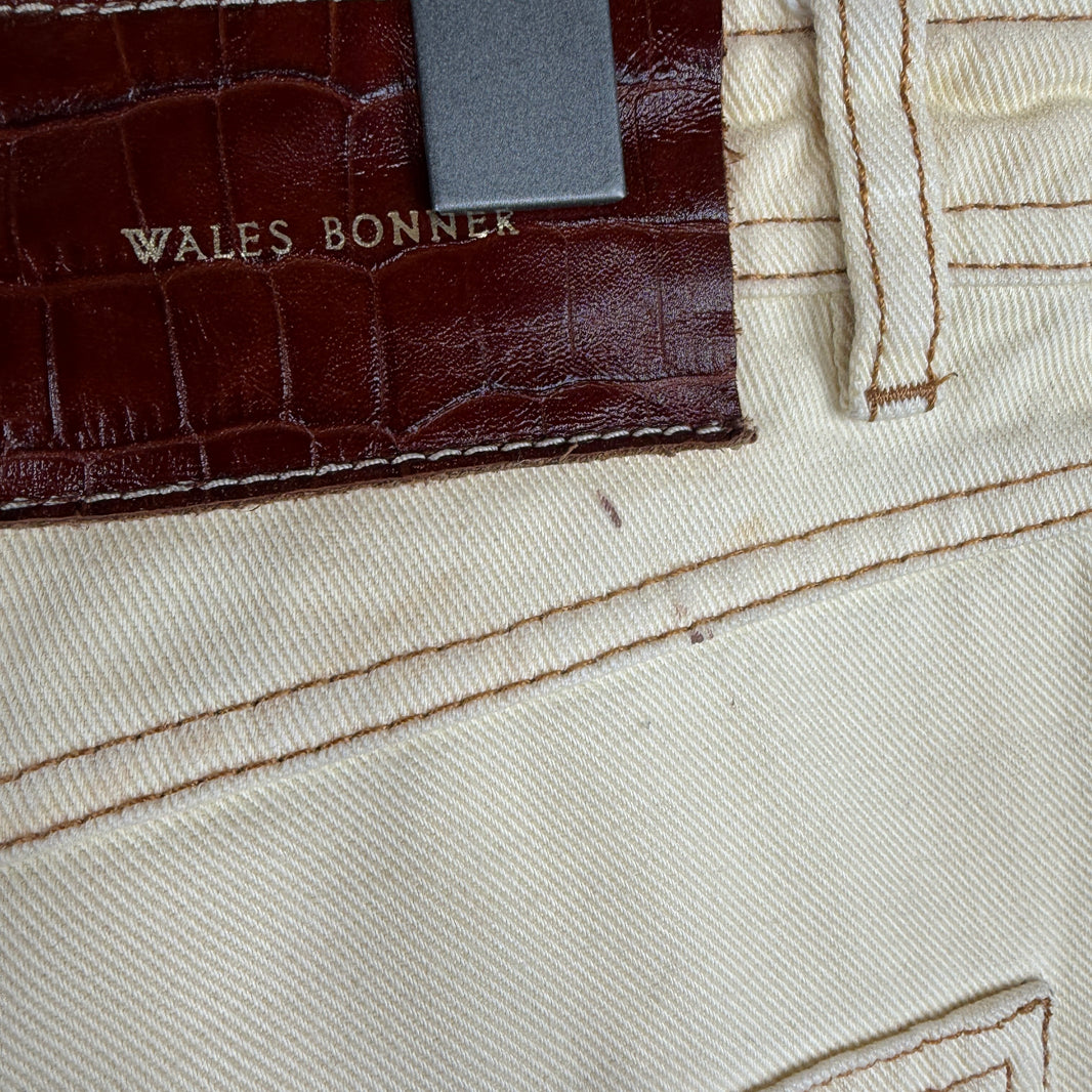 Wales Bonner Cream Contrast Stitch Trousers