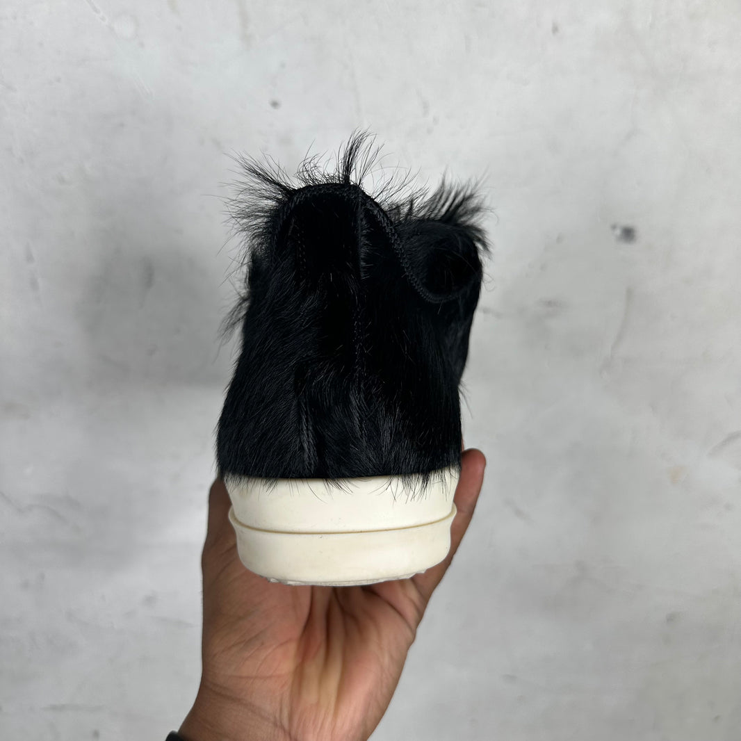 Rick Owens Black Furry Low Ramones Sneakers