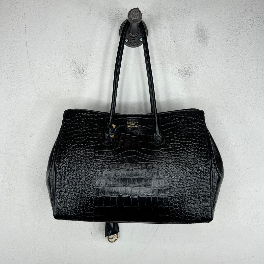 Balenciaga Medium Croc-Embossed Bel-Air Bag