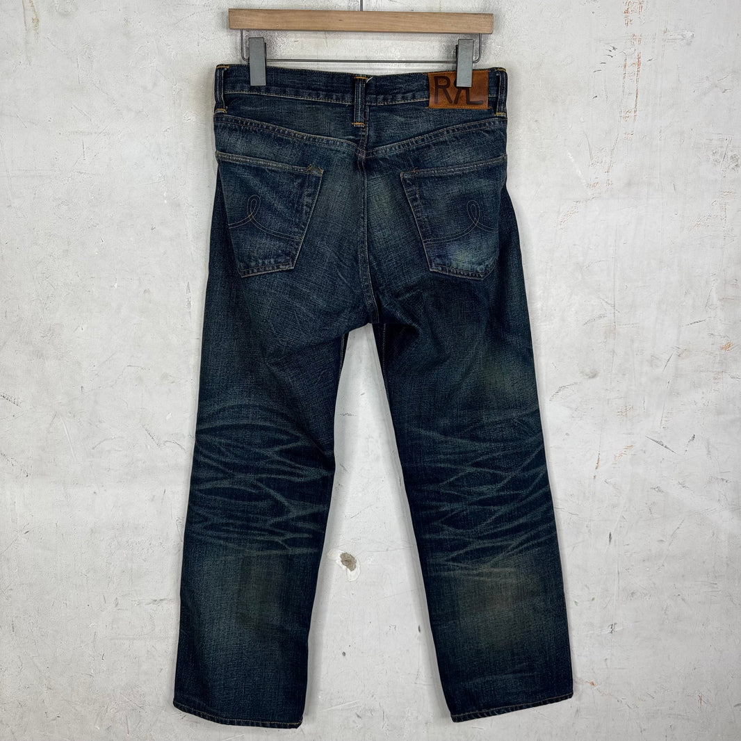 RRL Dark Wash  Whiskered Straight Jeans