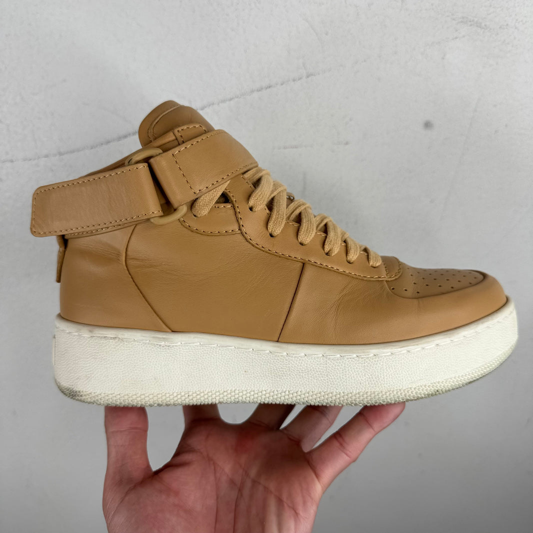 Celine Tan Leather High-Top Sneakers