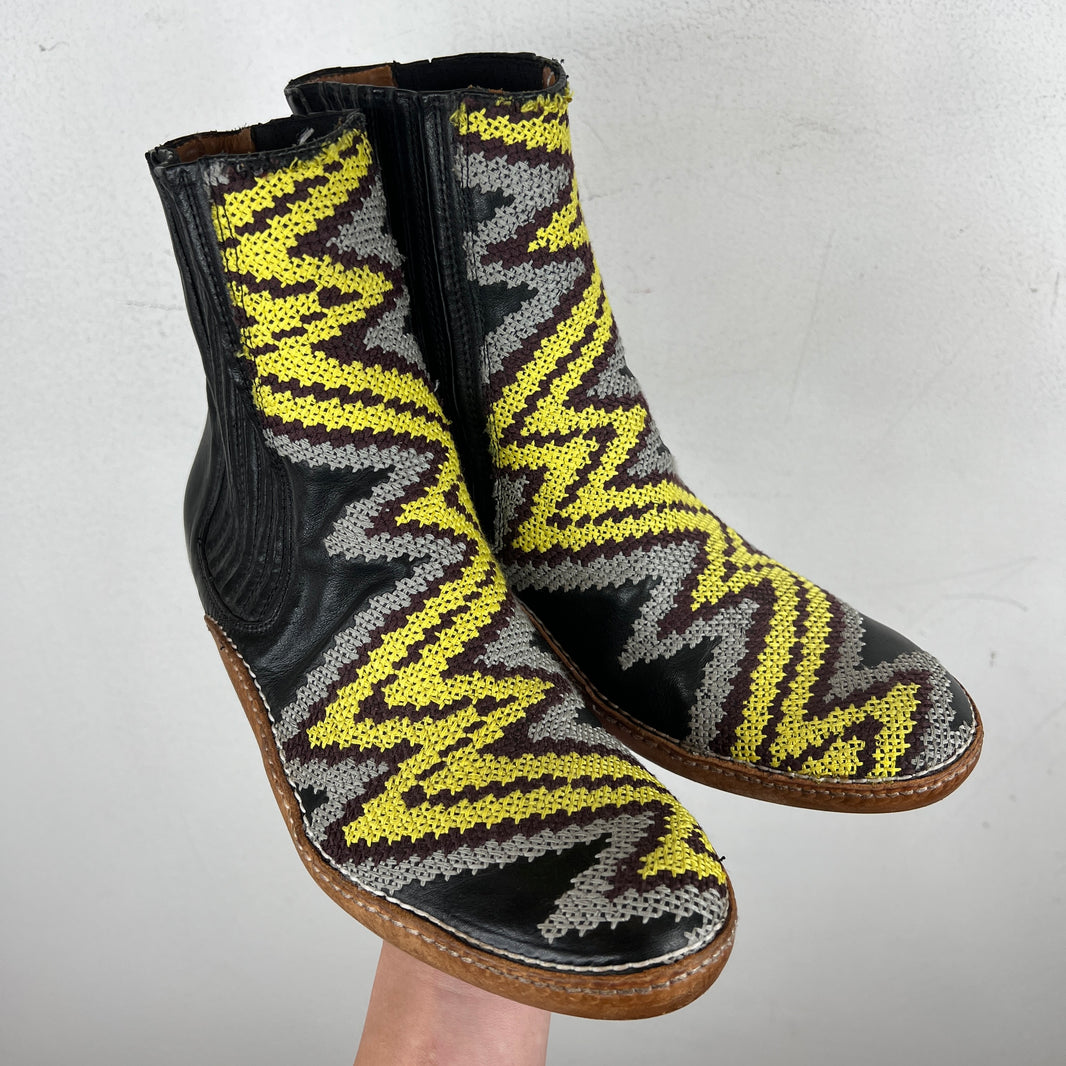 Margiela Multicolor Leather Cowboy Boots