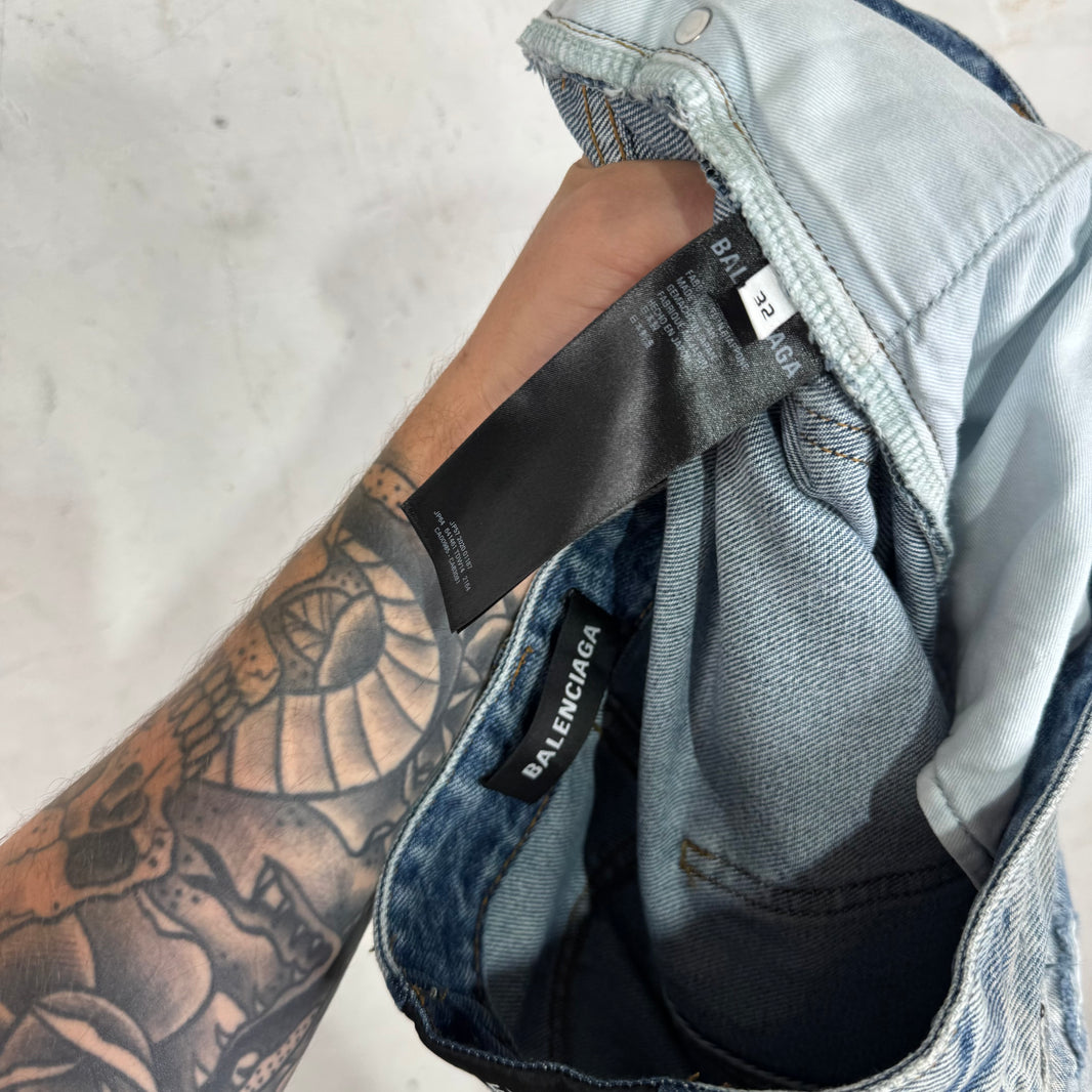 Balenciaga Distressed Layered Track Jeans