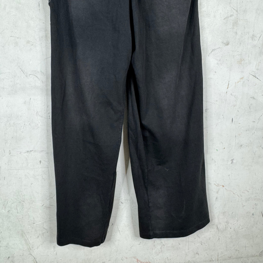 424 Black Stripped Ripped Sweatpants