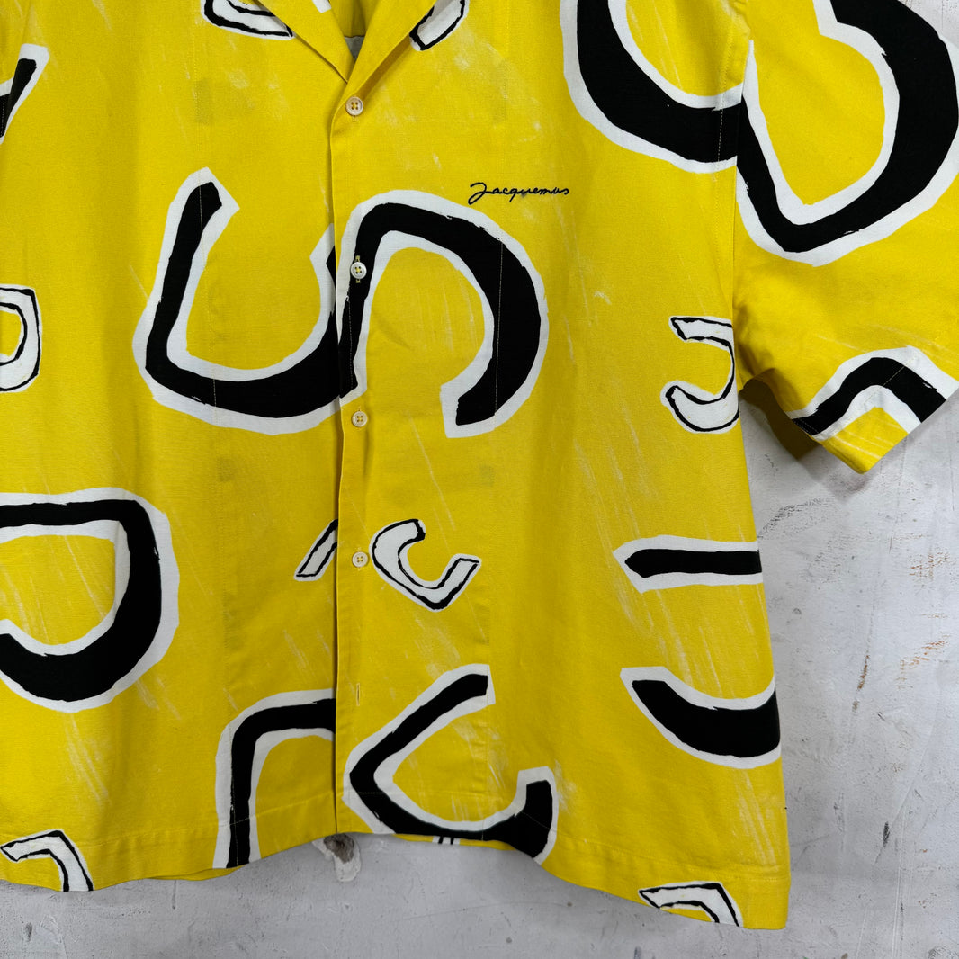 Jacquemus Yellow Patterned Logo Canvas Shirt
