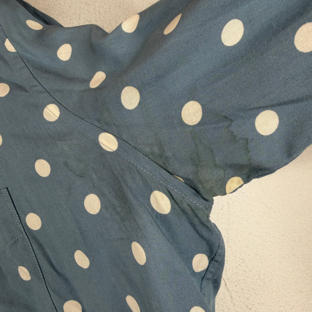 Saint Laurent Cropped Polka Dot Button Up LS Shirt