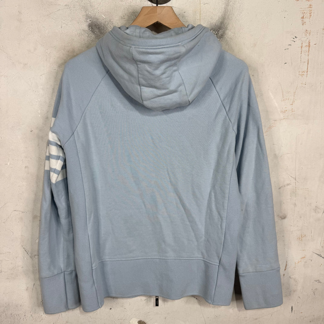 Thom Browne Blue Striped Zip Hoodie