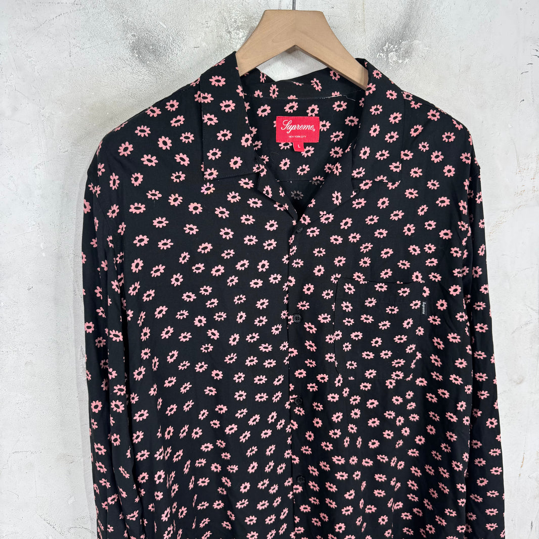 Supreme Pink Daisy Print LS Shirt