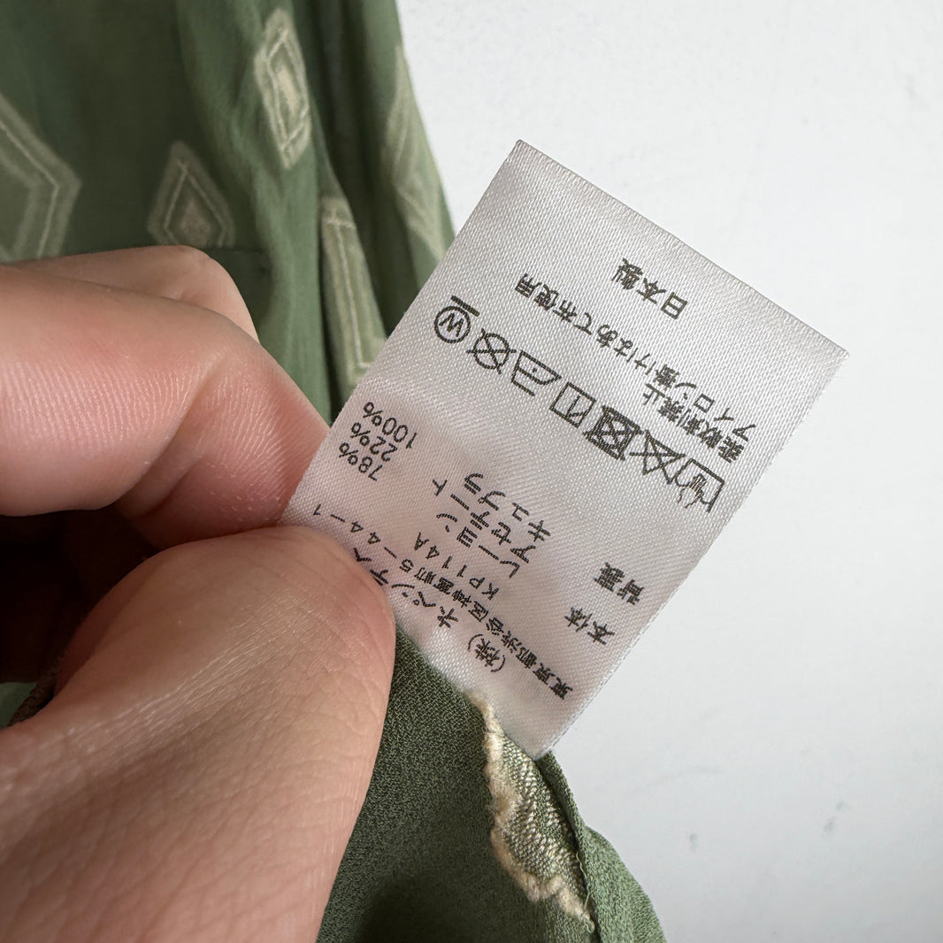 Needles Green Diamond Pattern Rayon LS Button Up Shirt
