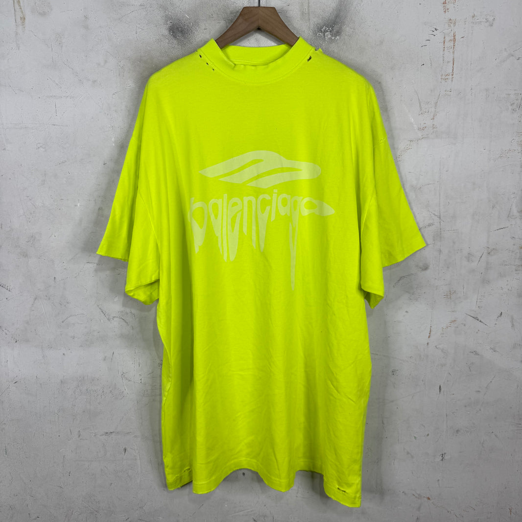 Balenciaga Neon Warped 3B Logo T-Shirt