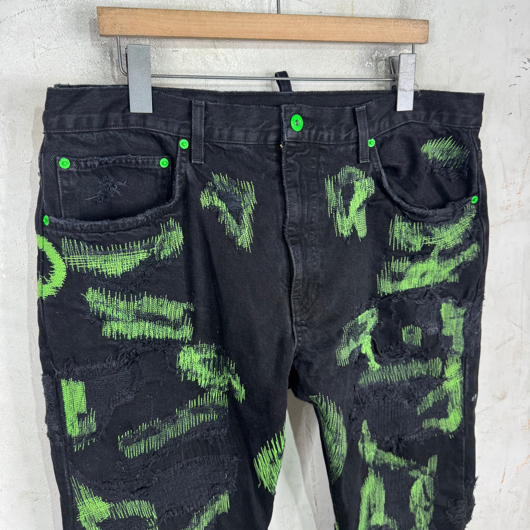 Endless Denim Black/Green Repaired Jeans