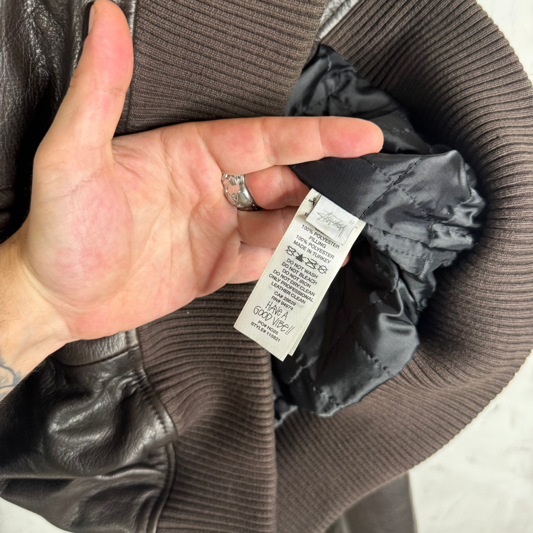 Stussy Brown Leather Flight Bomber