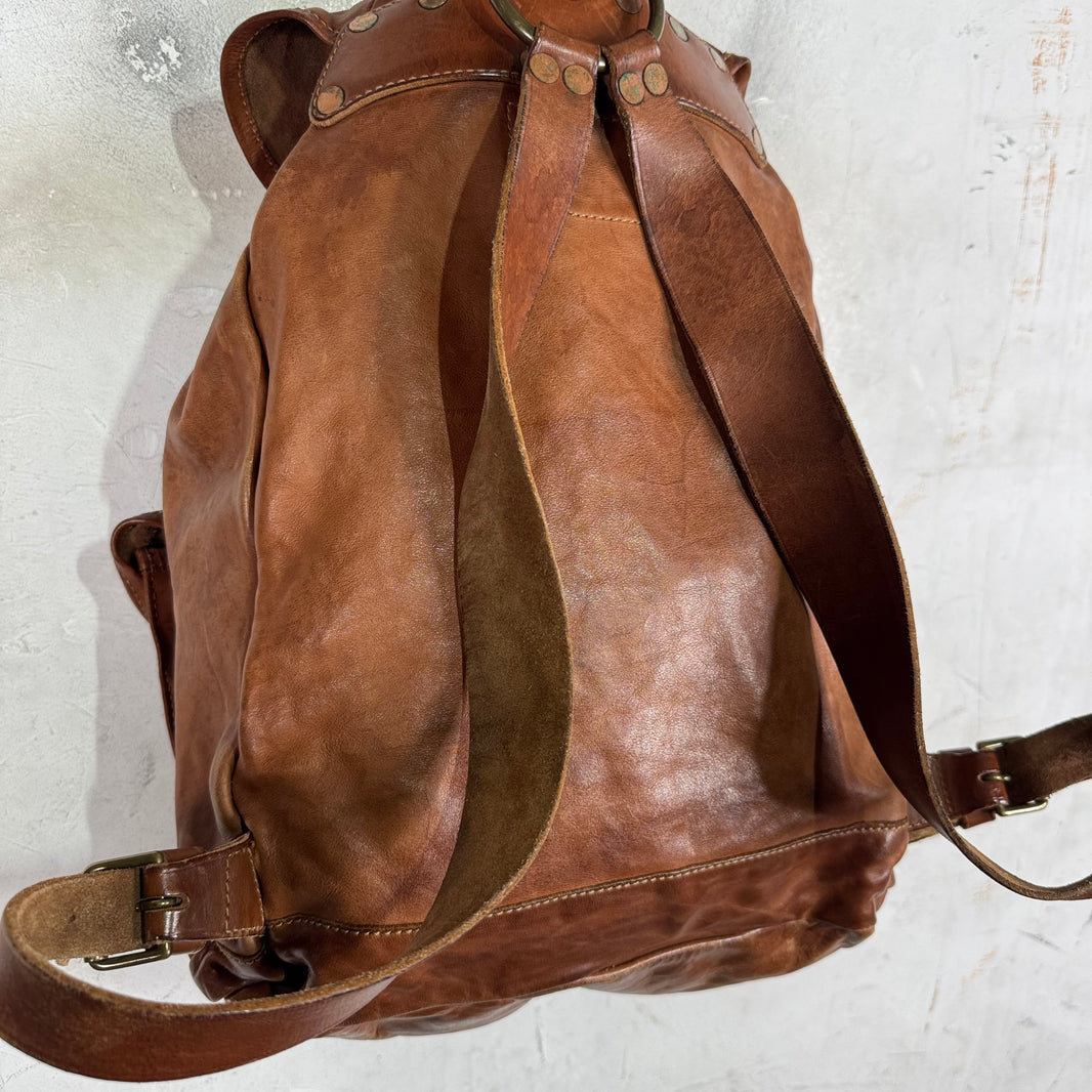 RRL Leather Flap Top Cinch Backback
