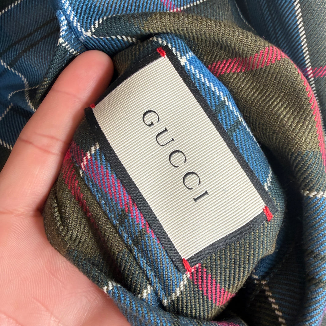 Gucci Plaid Tiger Trench Coat