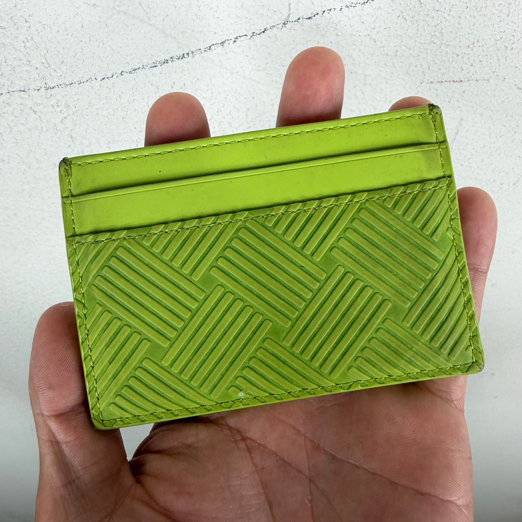 Bottega Veneta Green Rubber Intercciato Card Holder
