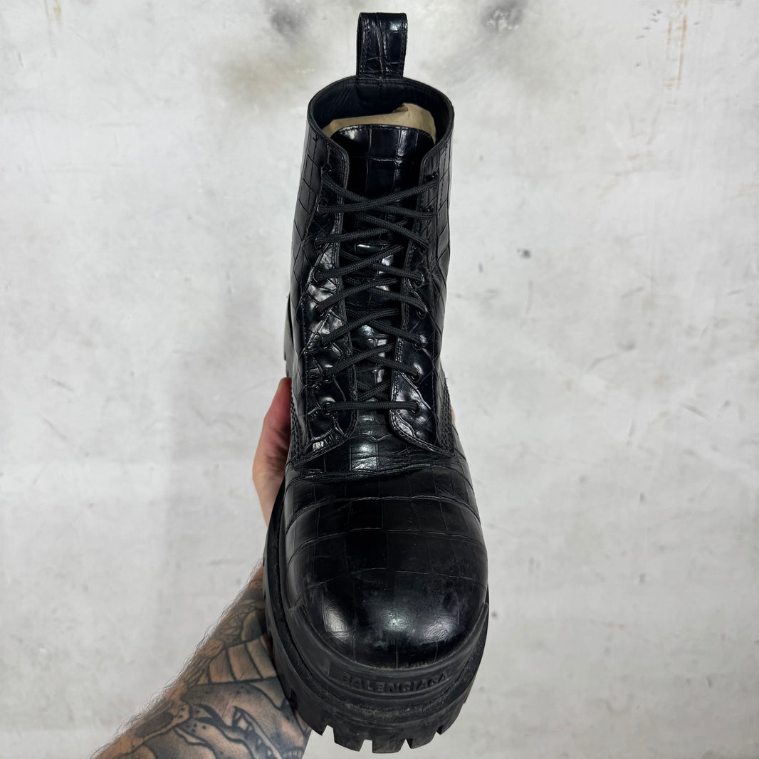 Balenciaga Embossed Croc Strike Boots