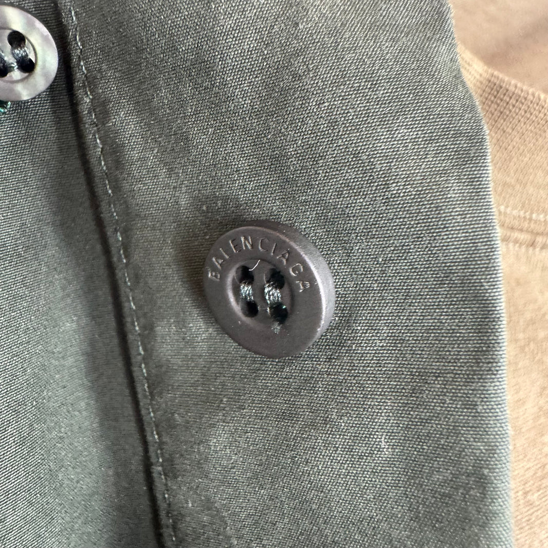 Balenciaga Olive Trompe Collar Shirt