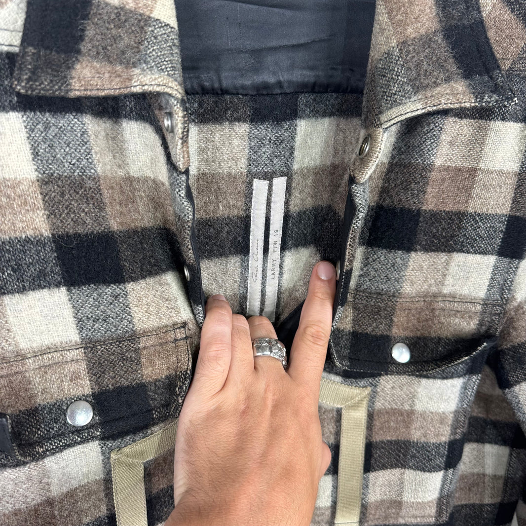 Rick Owens Heavy Wool Backstrap Patched Flannel