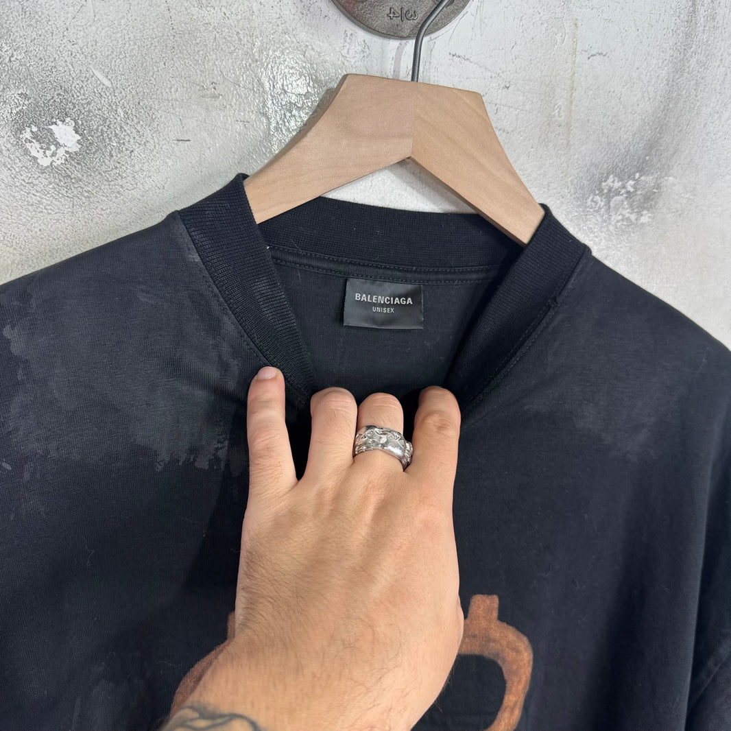 Balenciaga Mudded Bitcoin Logo T-Shirt