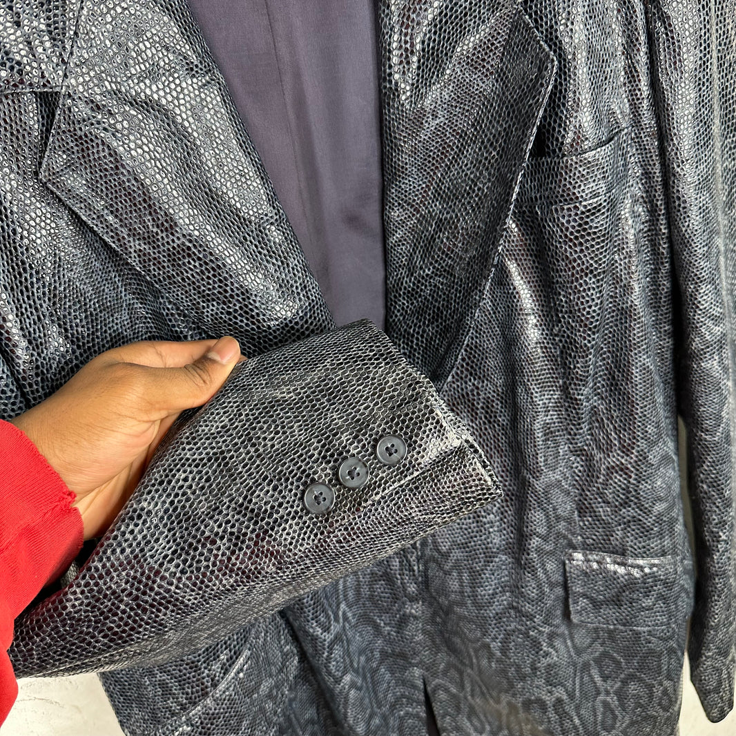 Linda Allard Pebbled Leather Patent Blazer