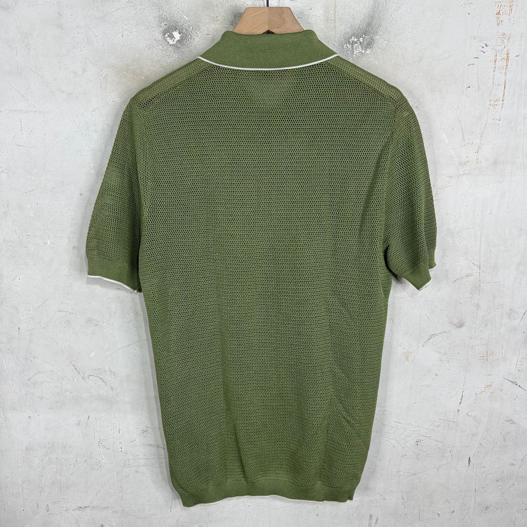 Prada Green Knitted Mesh Polo