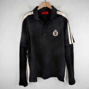424 Black Washed Double Layer Polo T-Shirt