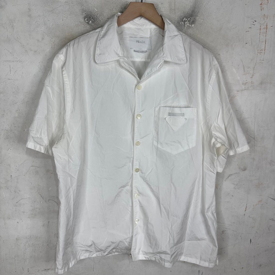 Prada White Triangular Patch S/S Shirt