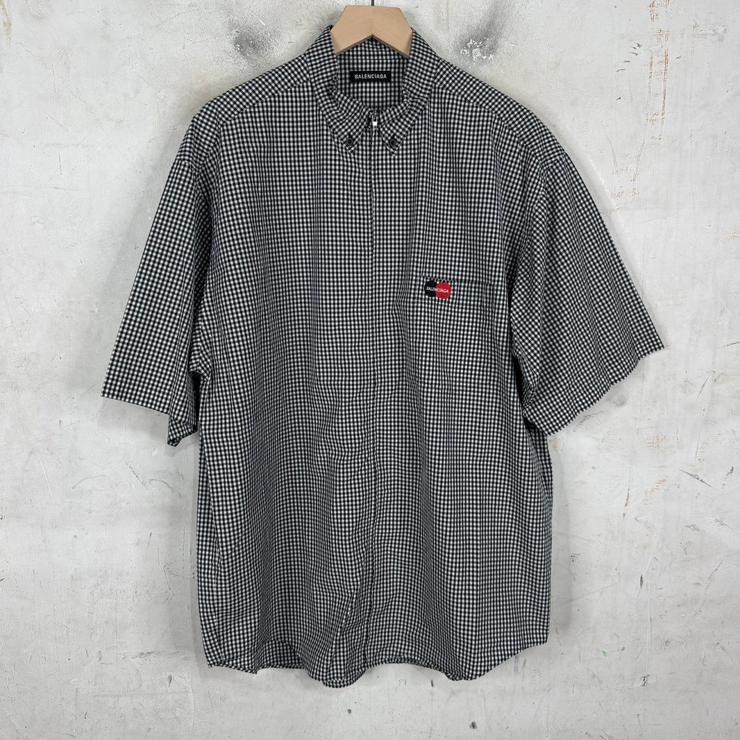 Balenciaga Checkered Mastercard Zipped S/S Shirt