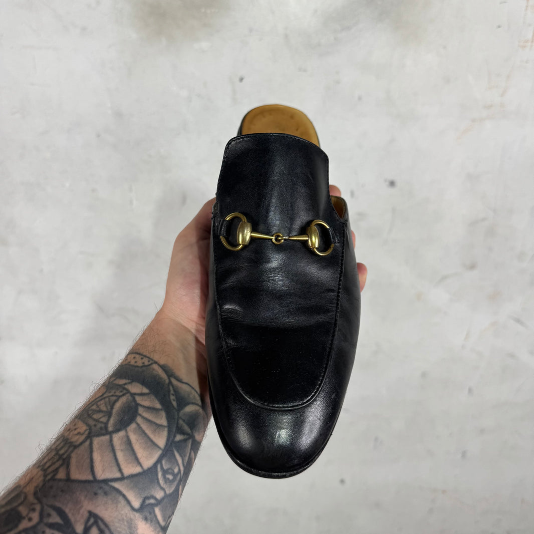 Gucci Black Horse-Bit Mules