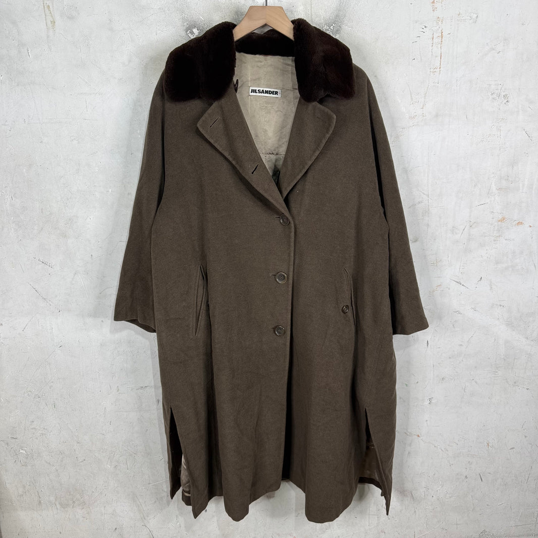 Jil Sander Wool Fur Collared Long Coat