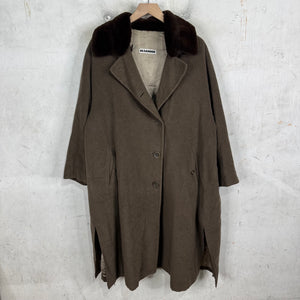 Jil Sander Wool Fur Collared Long Coat
