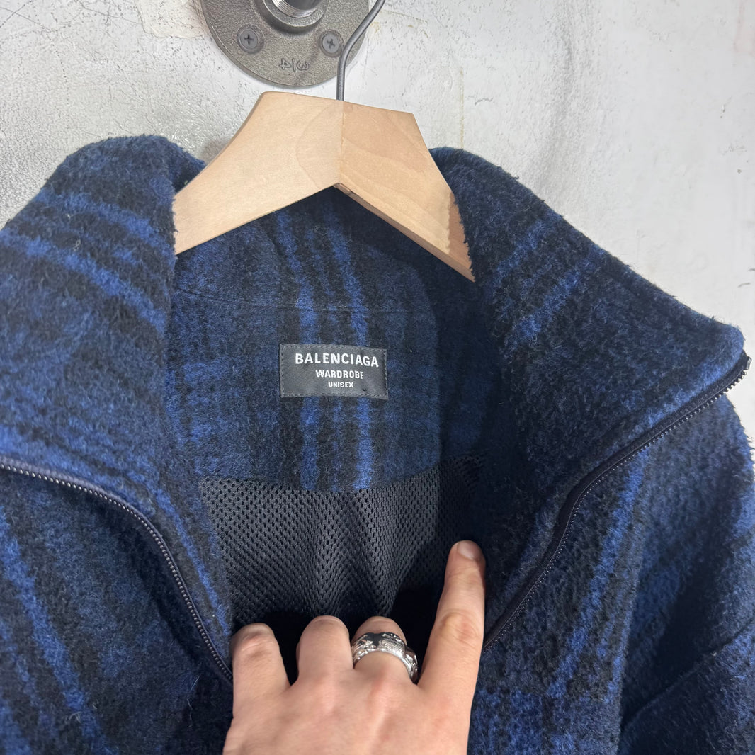 Balenciaga Sporty B Plaid Wool Jacket