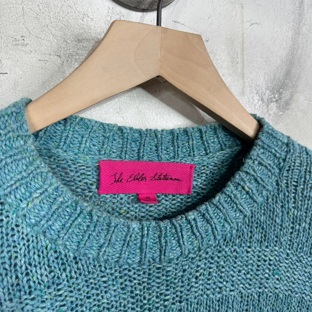 Elder Statesman Turquoise Cable Knit Sweater