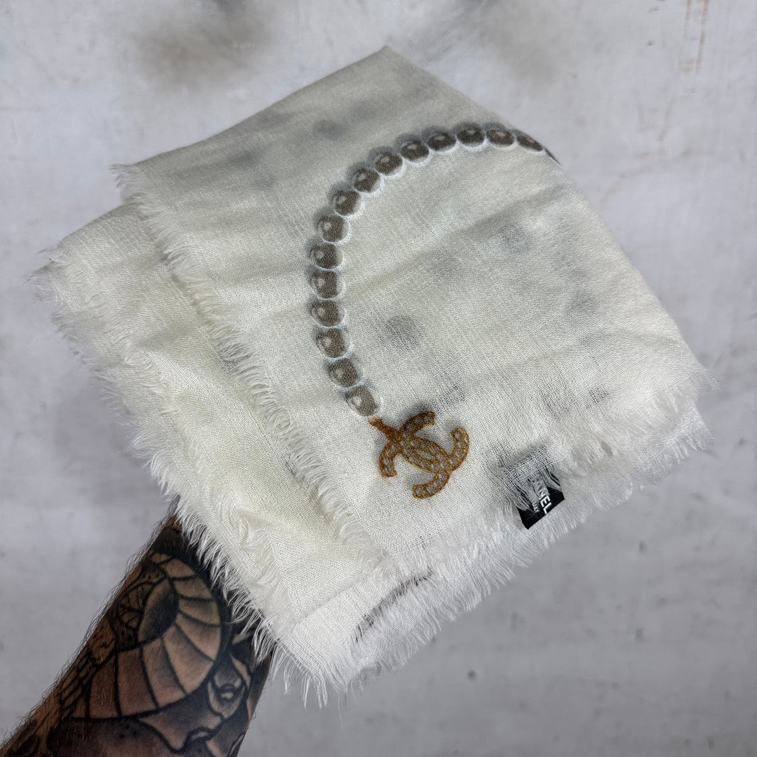 Chanel Pearl Cashmere Scarf